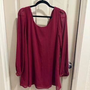 Elegant Maroon Long Sleeve Dress